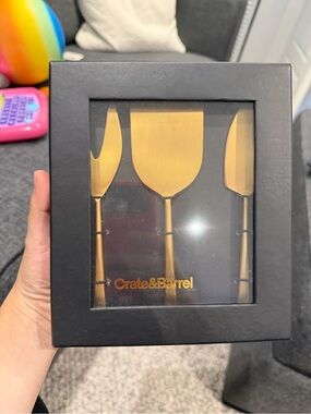 Crate&Barrel Gold Cheese Knife Set